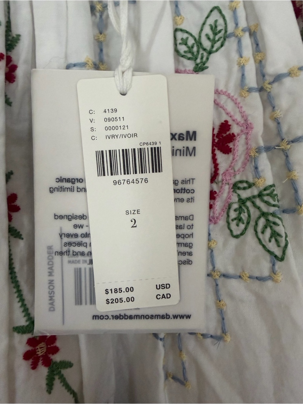 Damson Madder Lulu Embroidered Mini Dress featuring all-over rose embroidery - Picture 3 of 4